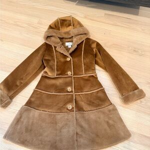 Chic Tan Kids Pea Coat Faux Fur